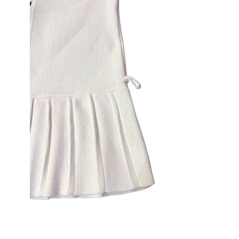 Vintage Knitis Simo Little Girls Knit Dress Size 4 Cream Blue Pleated Used - Picture 6 of 15